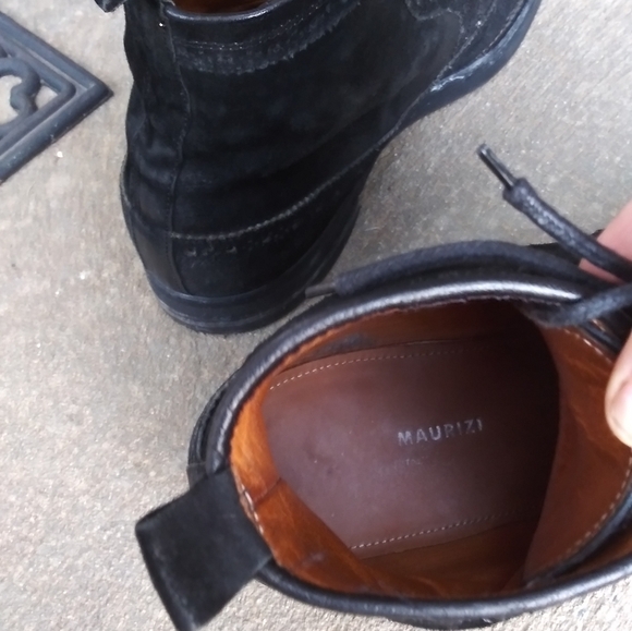 Antonio Maurizi lace-ups booties suede wingtip made in Italy black distressed main image 9